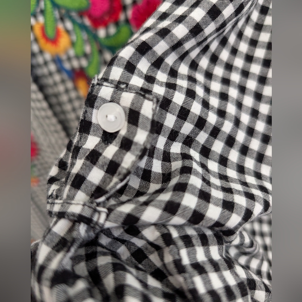 3/$20 Dex Gingham Shirt with Vibrant Floral Embroidery - Picture 7 of 11